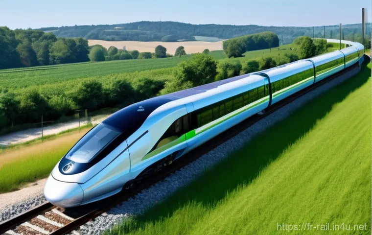 철도 실무 도구 및 소프트웨어 - "A close-up view of a sleek, modern high-speed train (e.g., TGV) undergoing advanced predictive main...