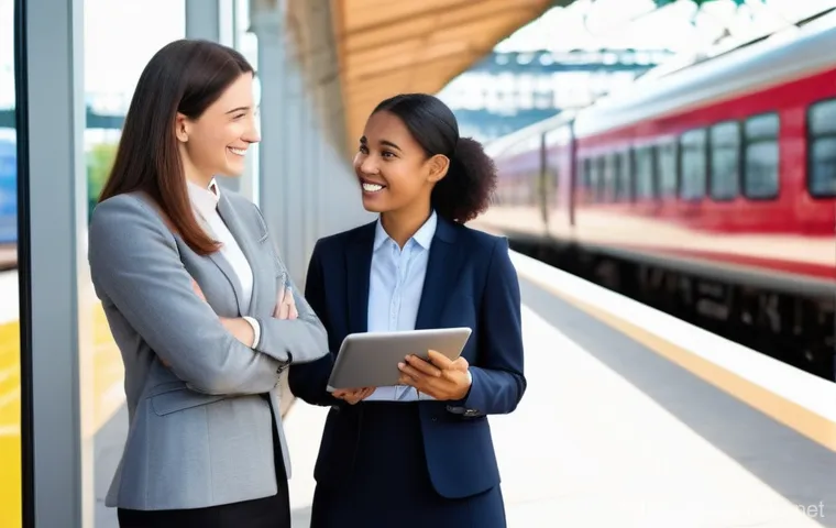 철도기사 시험 최신 경향 - **Prompt:** Inside a pristine, advanced railway maintenance facility in France, a young, tech-savvy ...