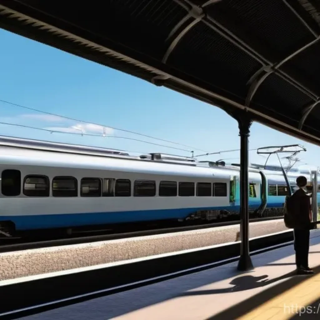 철도기사 시험 준비 자료 추천 - **Prompt:** A young person, around 18-22 years old, stands on a railway station platform in a charmi...