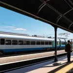 Home 17 철도기사 시험 준비 자료 추천 - **Prompt:** A young person, around 18-22 years old, stands on a railway station platform in a charmi...