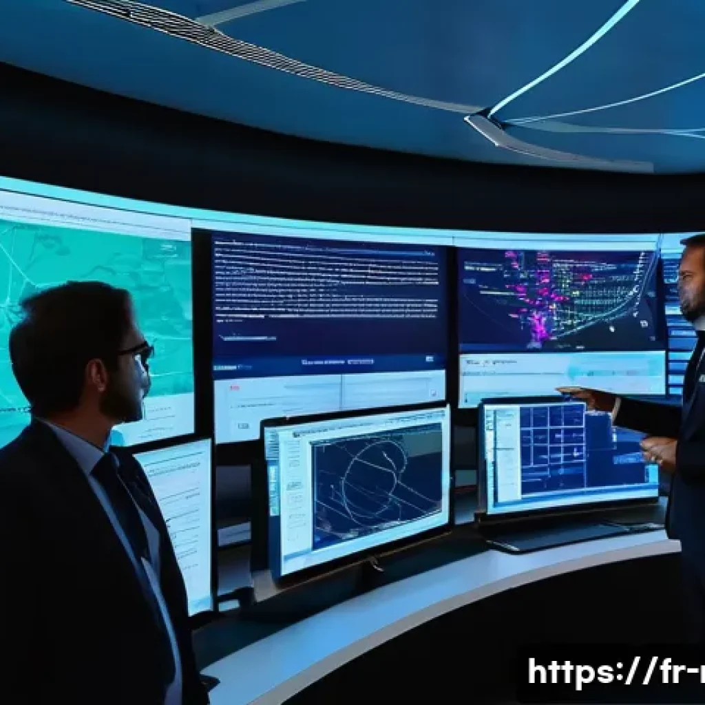 철도 현장에서 필요한 실무 기술 - **Prompt: French Railway Digital Transformation Control Center**
A wide shot of a futuristic, sl...