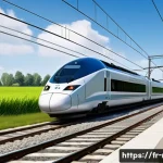 Home 21 철도 전문가가 추천하는 필독 서적 - A detailed and realistic depiction of a modern French high-speed train (TGV) speeding along a meticu...