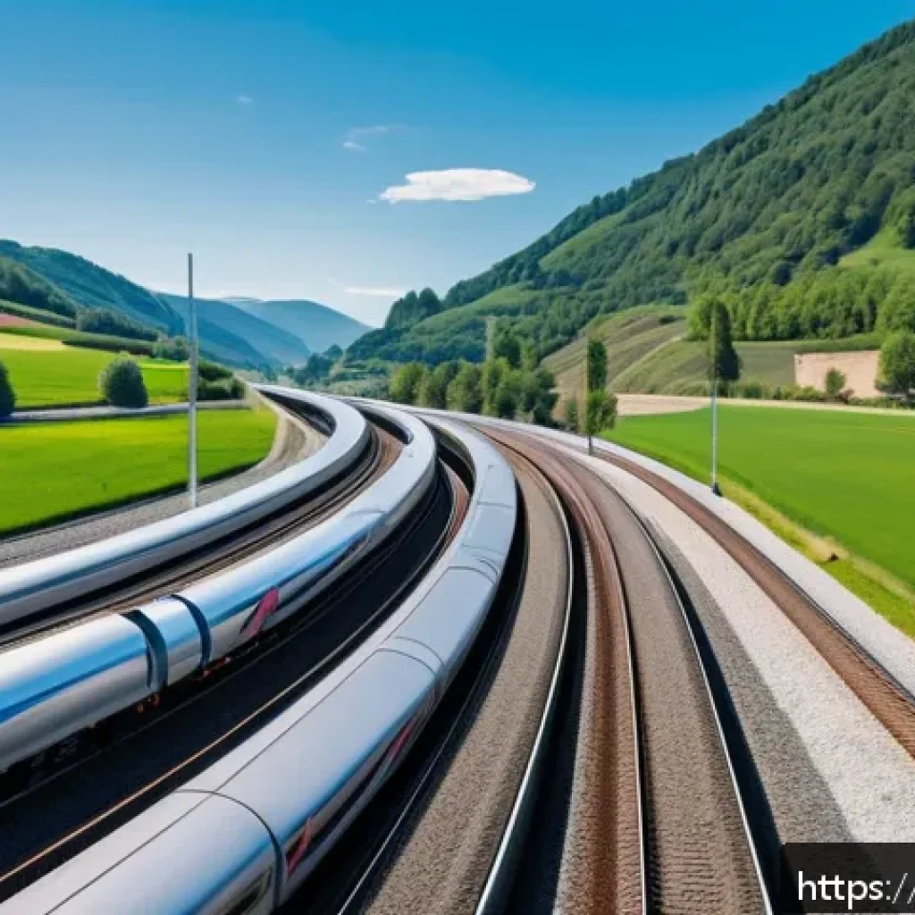 철도 유지보수 장비 리뷰 - A futuristic railway maintenance scene featuring advanced drones flying above high-speed train track...